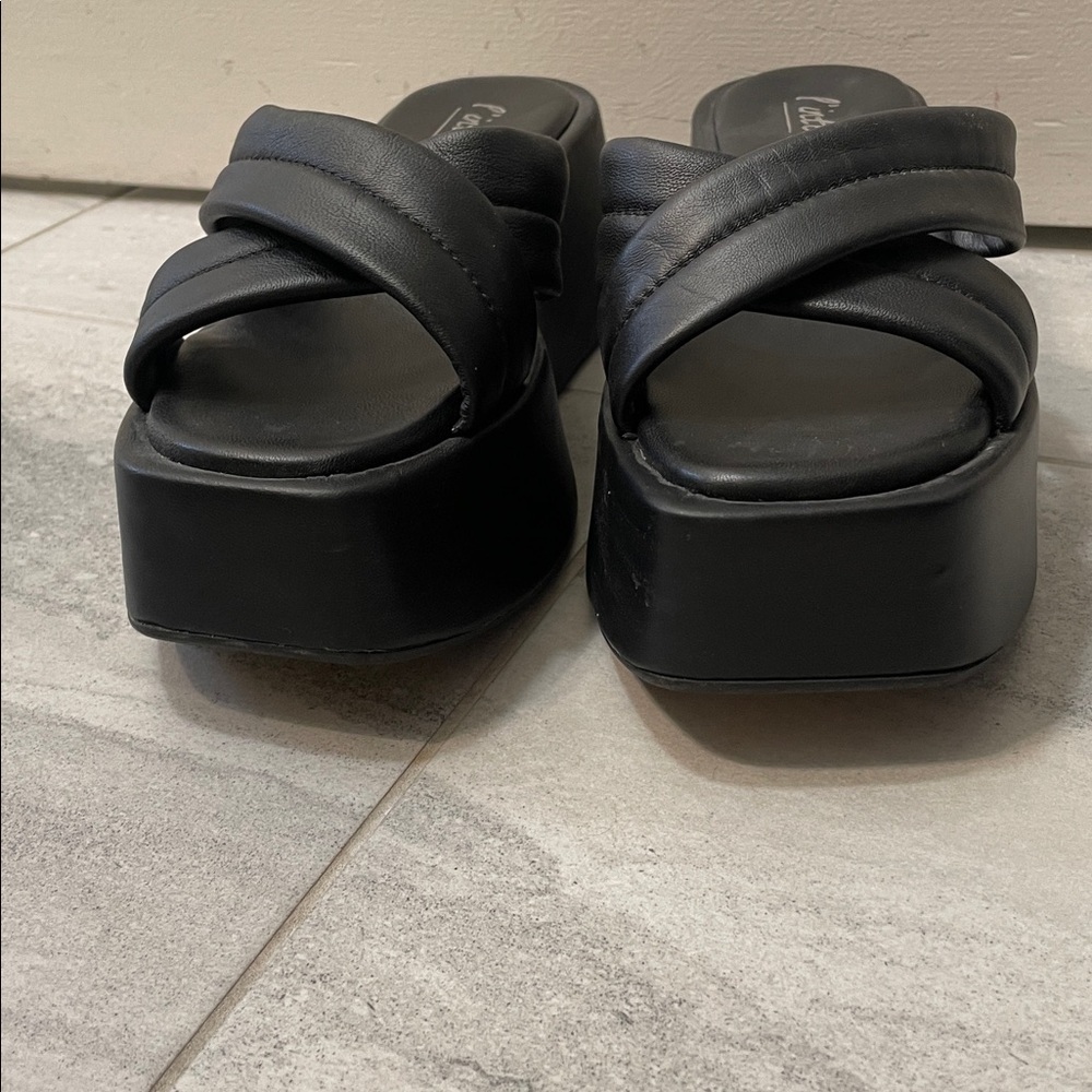 I’intervalle Platform black platform slide sandals Size 38 (7.5/8) - Picture 6 of 11